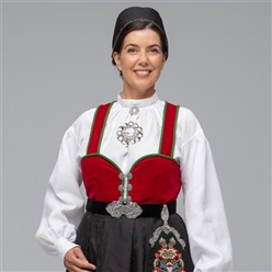 Bilde av Bunad med rødt fløyelsliv